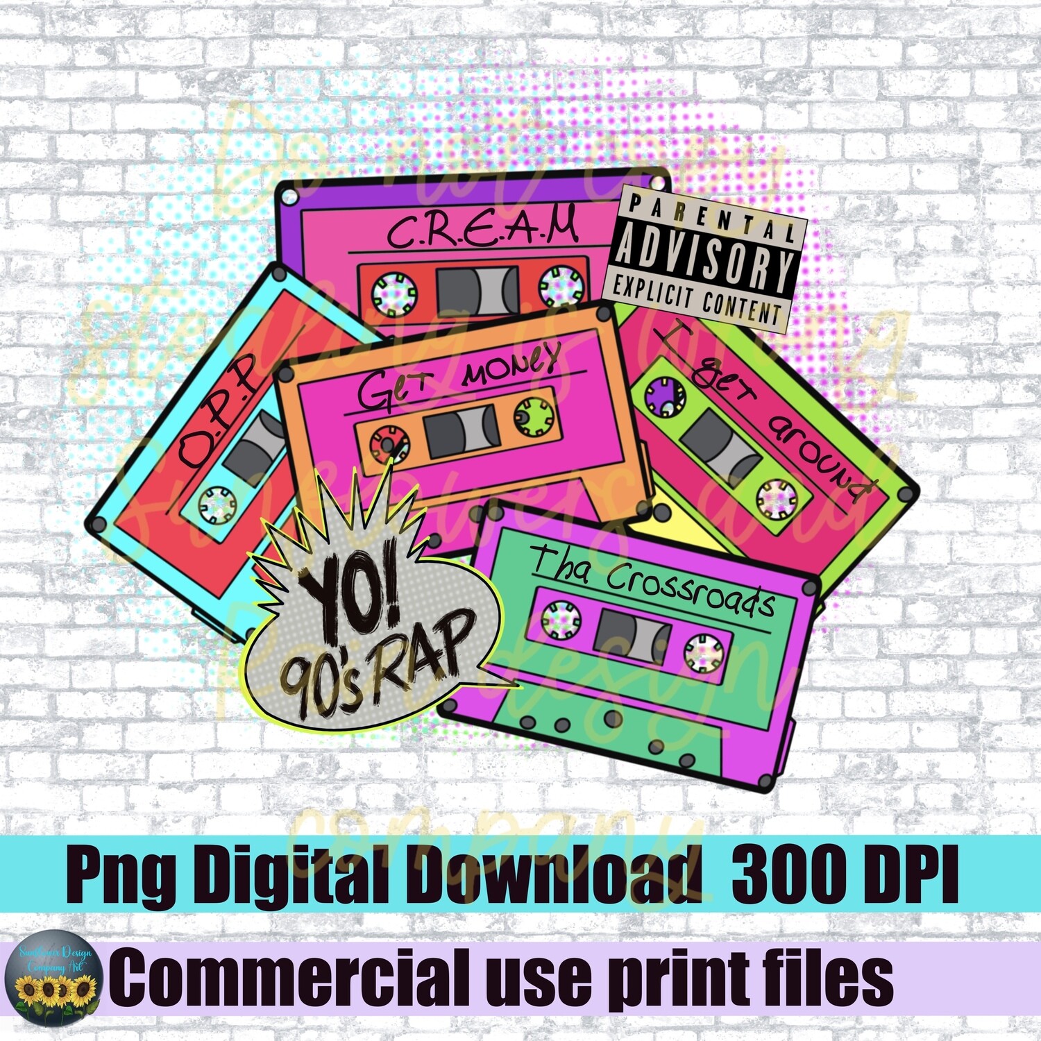 Yo ! 90s Rap . Retro cassette tape’s. Png design file for sublimation T-shirts. Digital download. 90s music. Hip hop. Sublimation prints.
