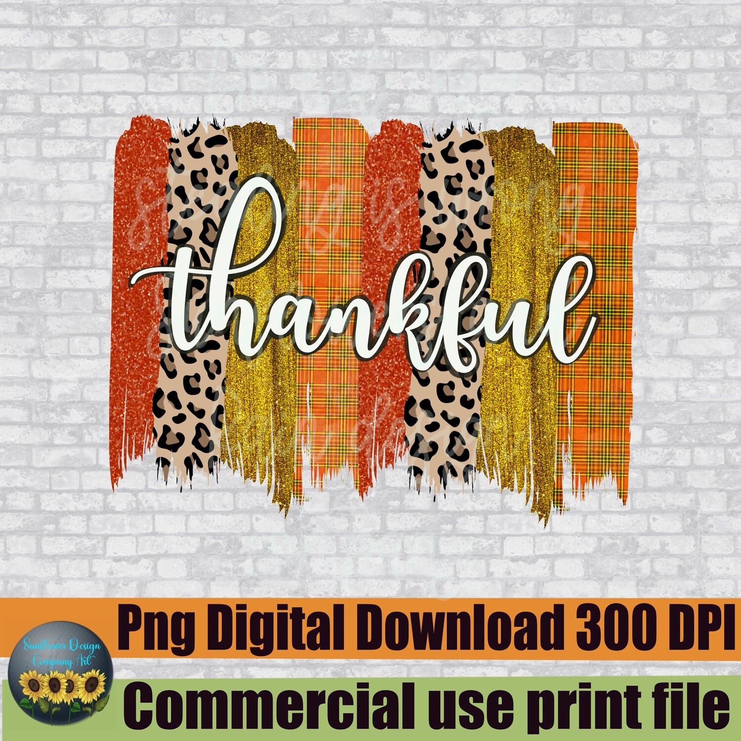 Thankful Brushstroke Png, Thankful Brush Strokes Png, Fall Designs, Leopard Brushstrokes, Thankful Png, Thanksgiving Png, Instant Download