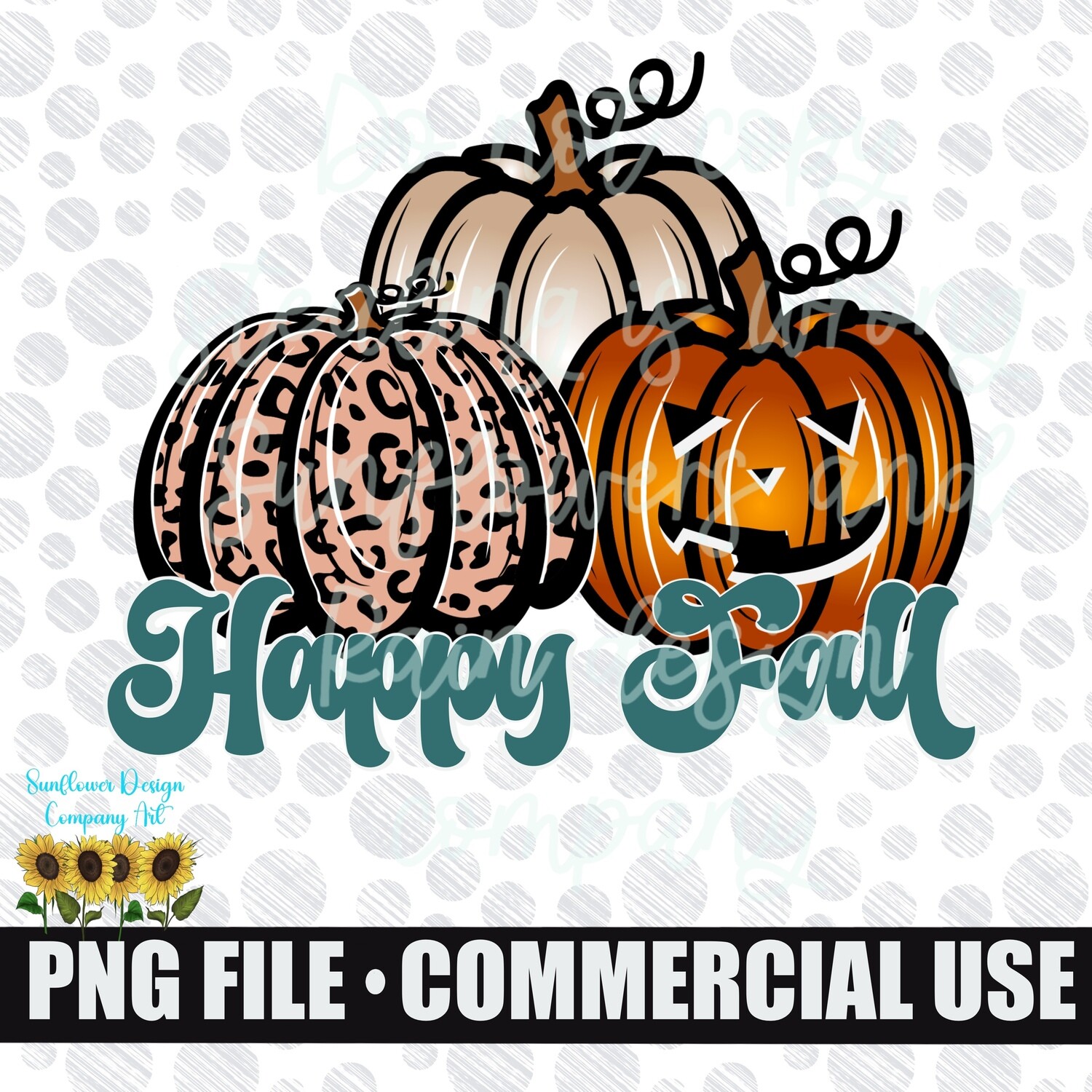 Happy fall leopard print pumpkins png file