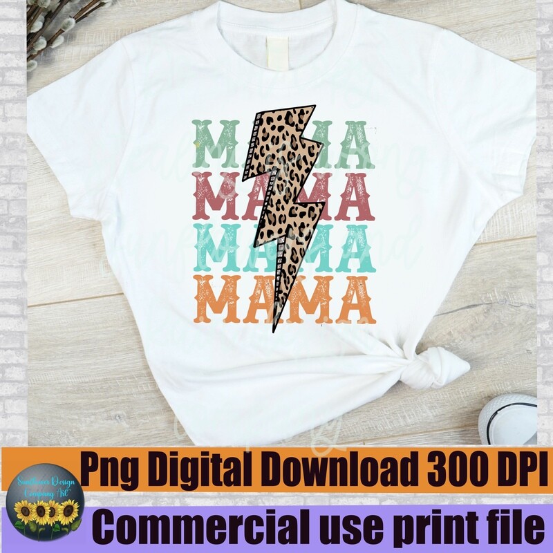 Mama PNG, Mama Lightning Bolt Png, Leopard print,retro , Mama Png, Mama Png, Retro Design,  Design, Retro Png Sublimation Digital Download