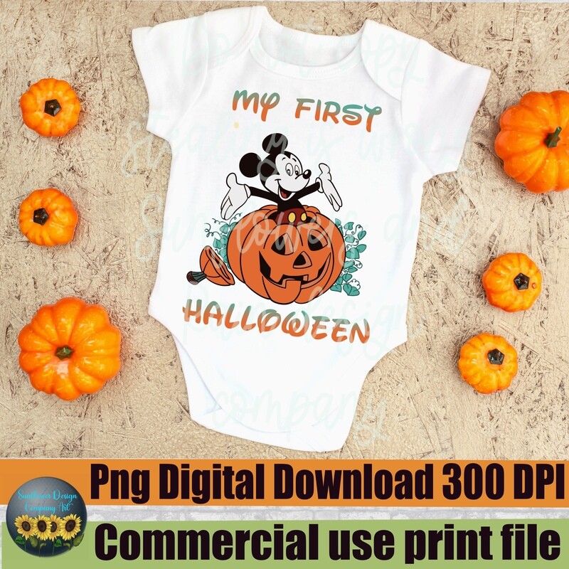 My first Halloween png. DigitalHalloween Png  Love Mickey Png. Magical castle.  clipart Download sublimation design png file for T-shirts