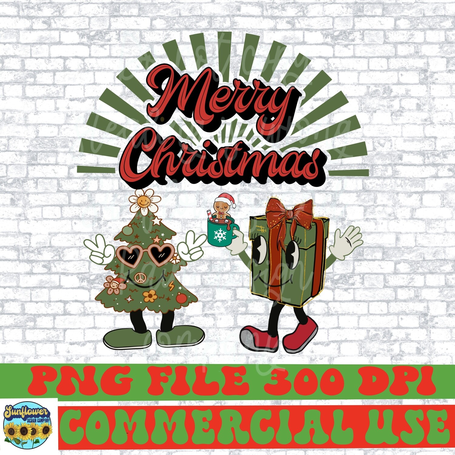 Groovy , Retro Merry Christmas png file for sublimation shirts