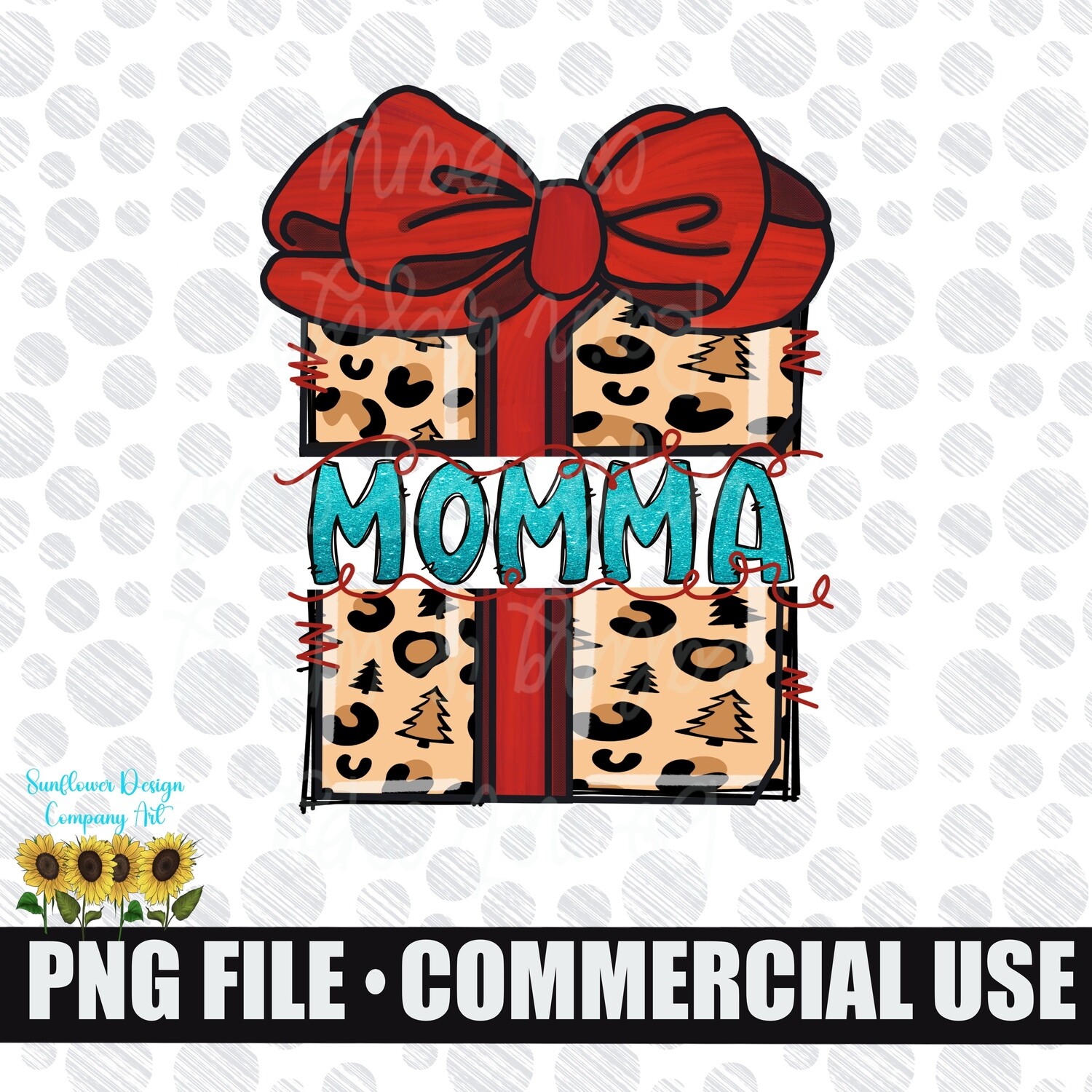 Momma leopard print Christmas present png file for sublimation shirts