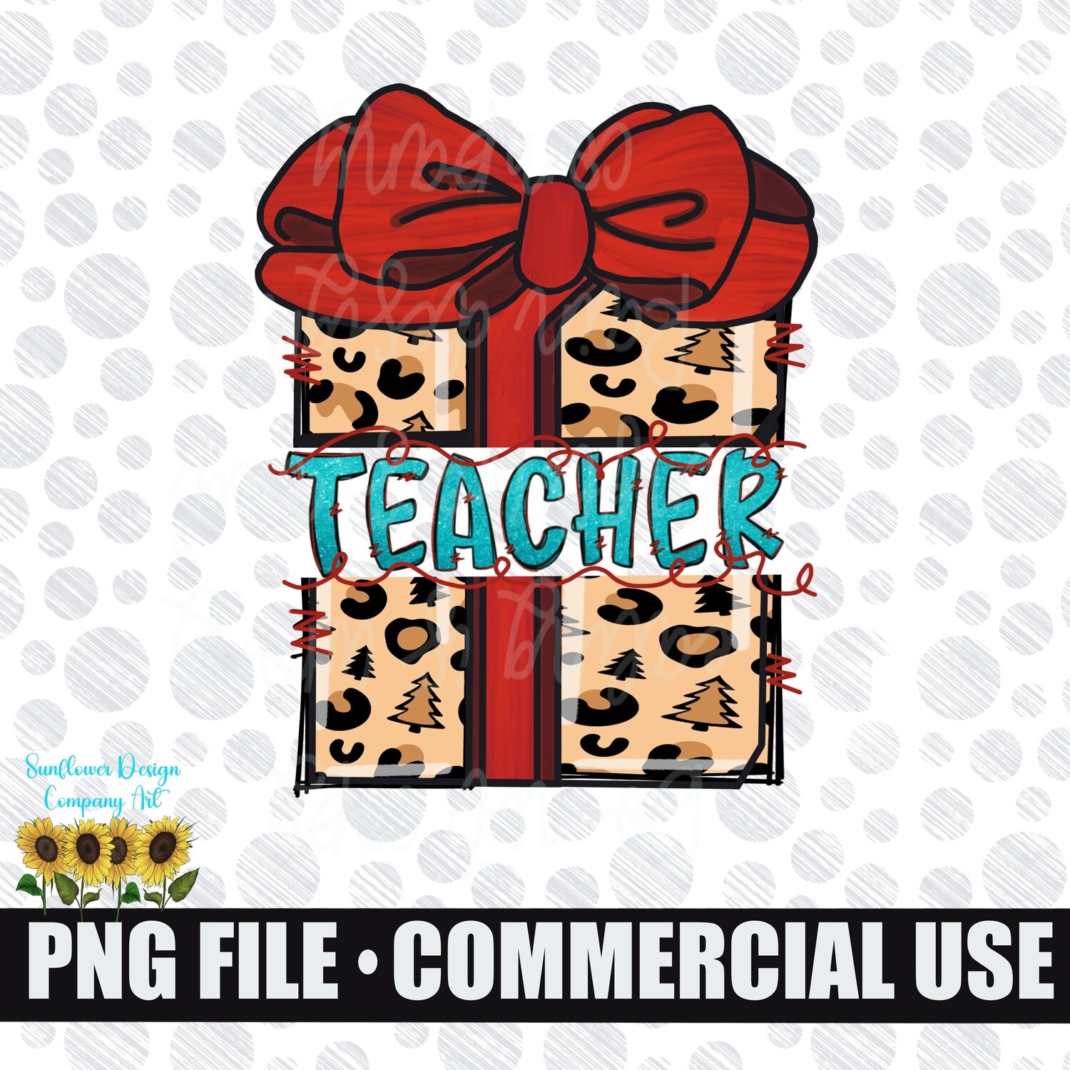 Teacher  leopard print Christmas present png file for sublimation shirts