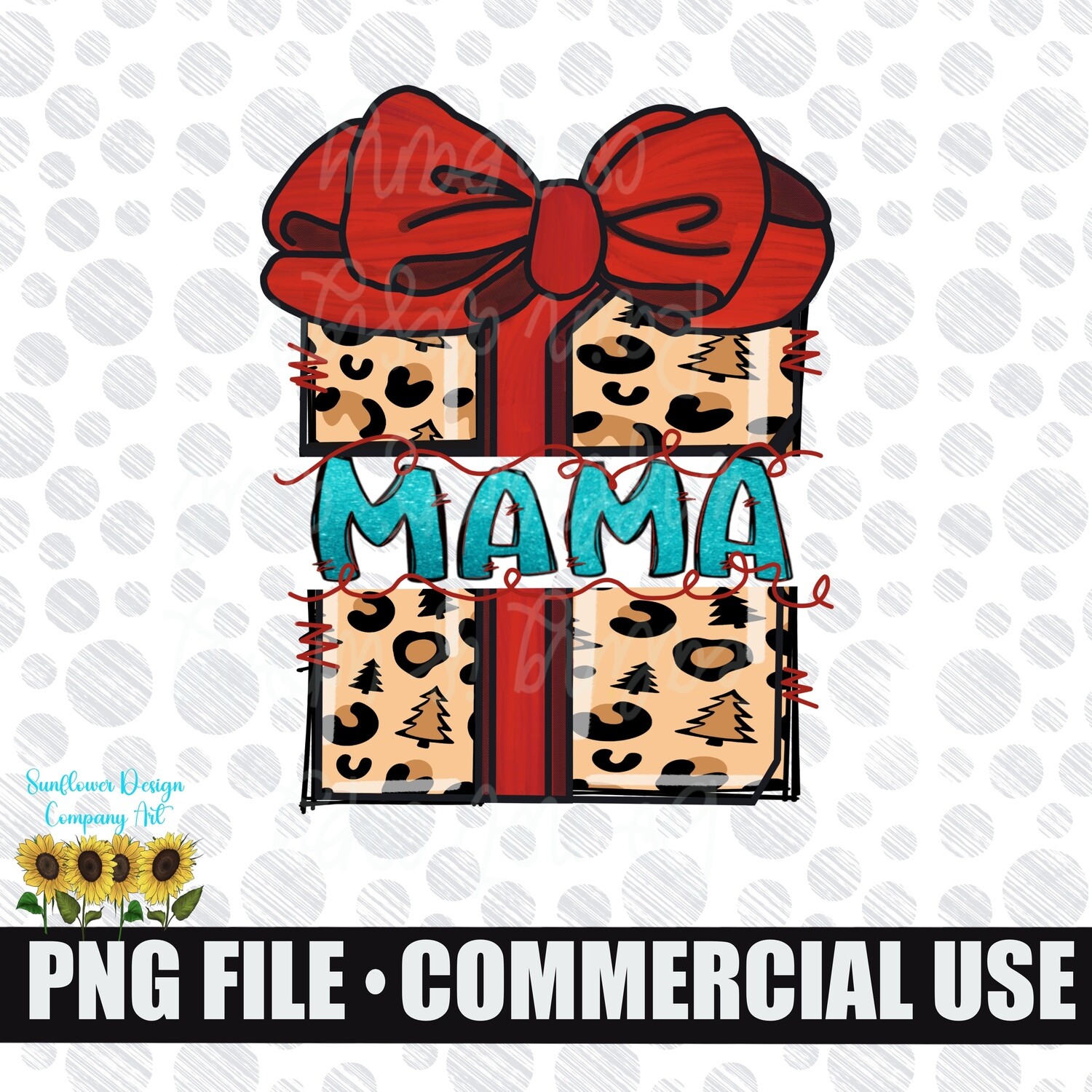 Mama leopard print Christmas present png file for sublimation shirts