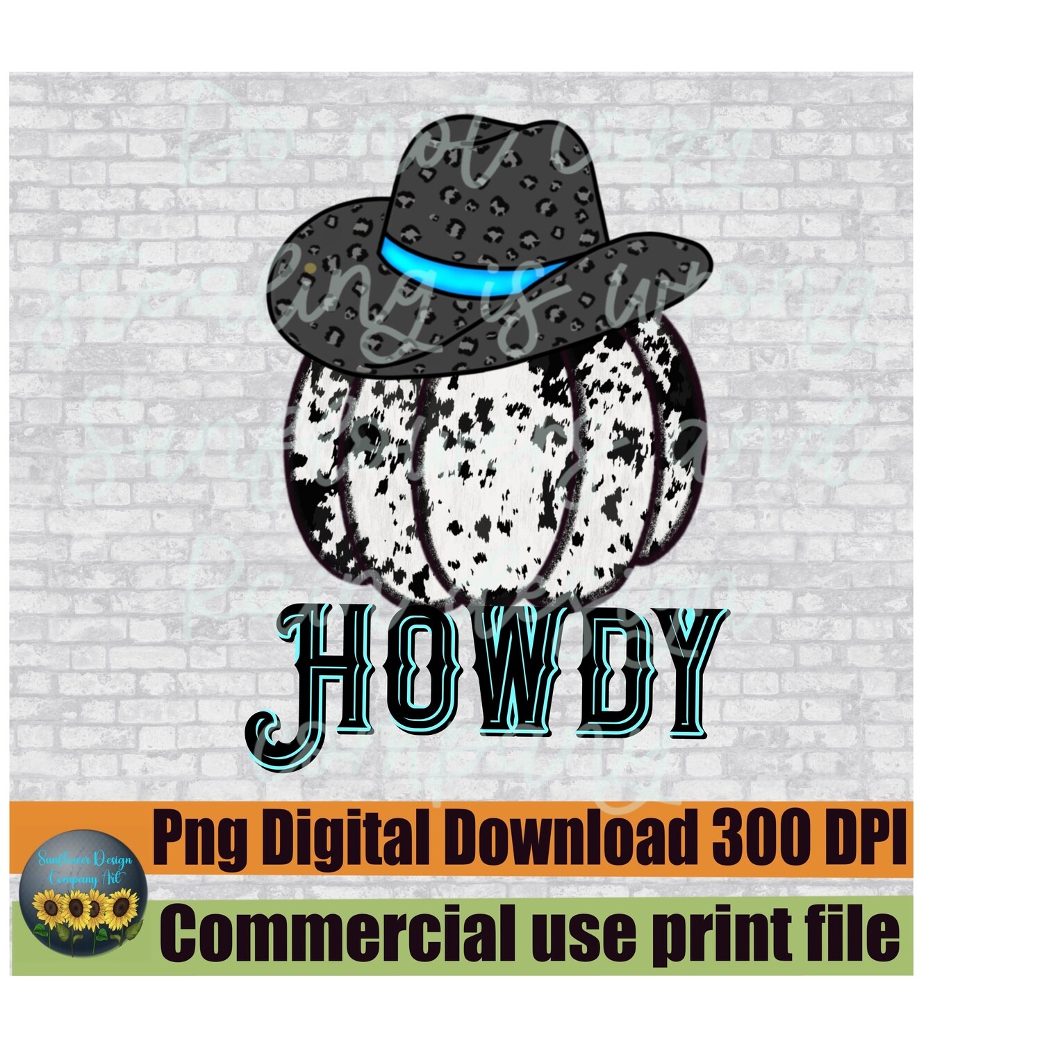 Howdy Pumpkin PNG,Clipart for Fall,autumn,Halloween, Thanksgiving, Cow print, country and western, Print sublimation print