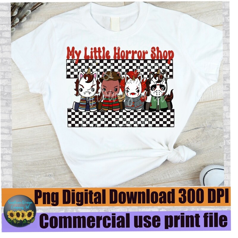 My little horror shop,Retro Halloween png, halloween sublimation, Scary movie png, spooky season , trick or treat png, horror film png