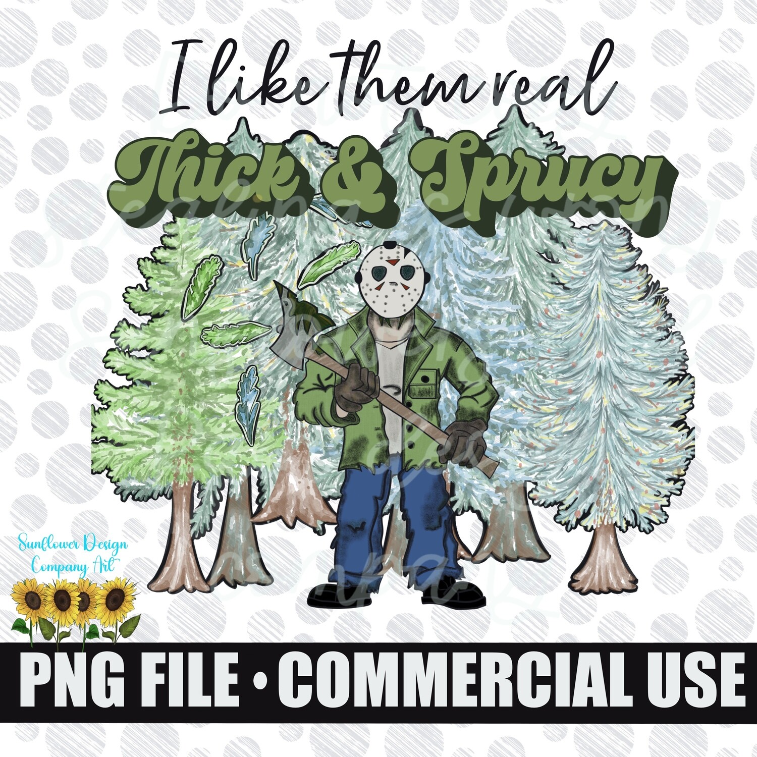 I like them real thick and sprucy. Michael Myers Christmas png file for sublimation shirts.