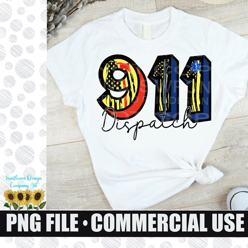 911 dispatch  png file for sublimation shirts