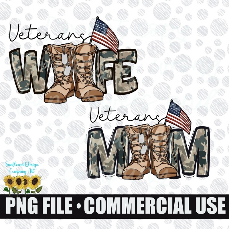 Veteran mom png file for sublimation
Veteran wife png file 
Bundle