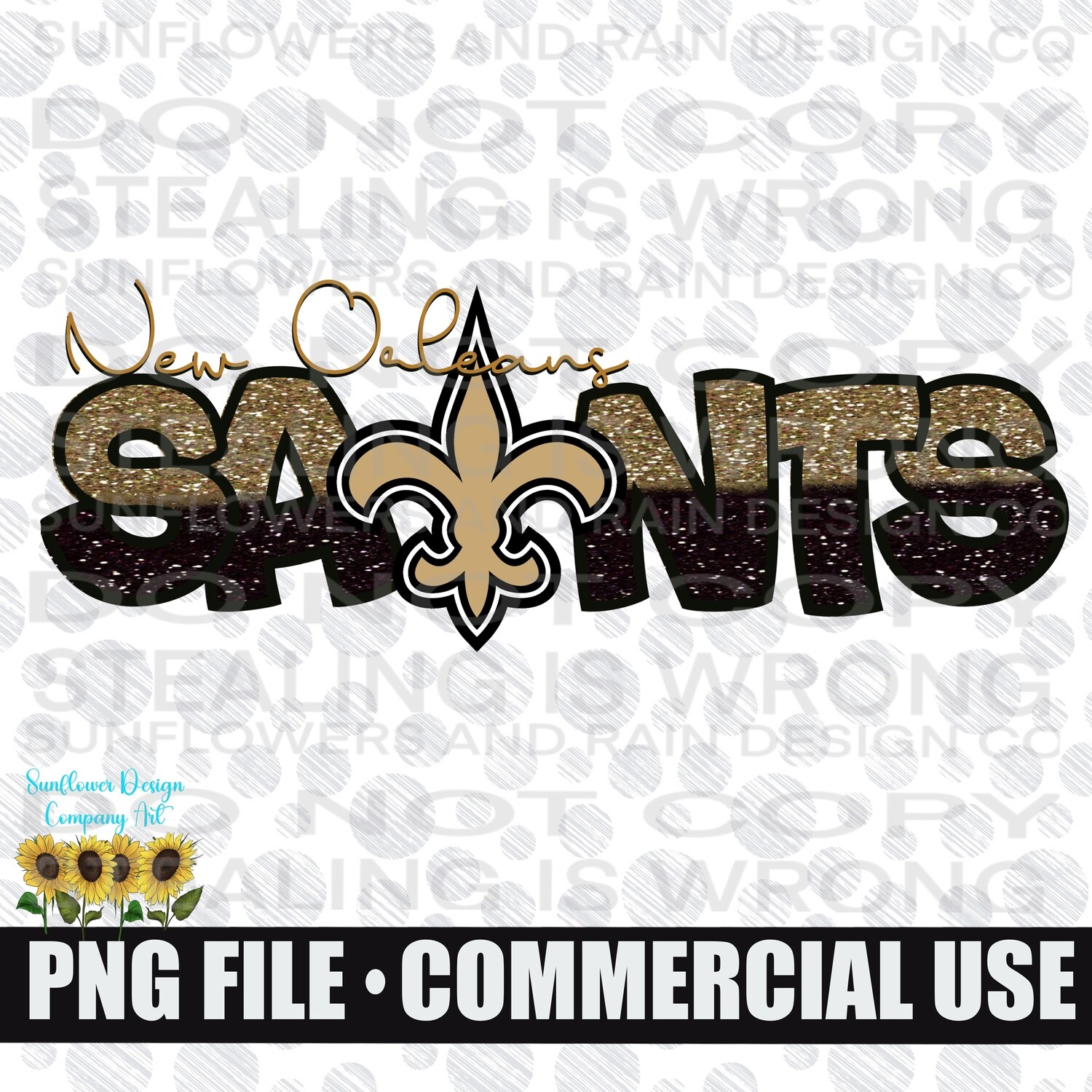 New Orleans Saints Football  PNG digital download, Sublimation design.