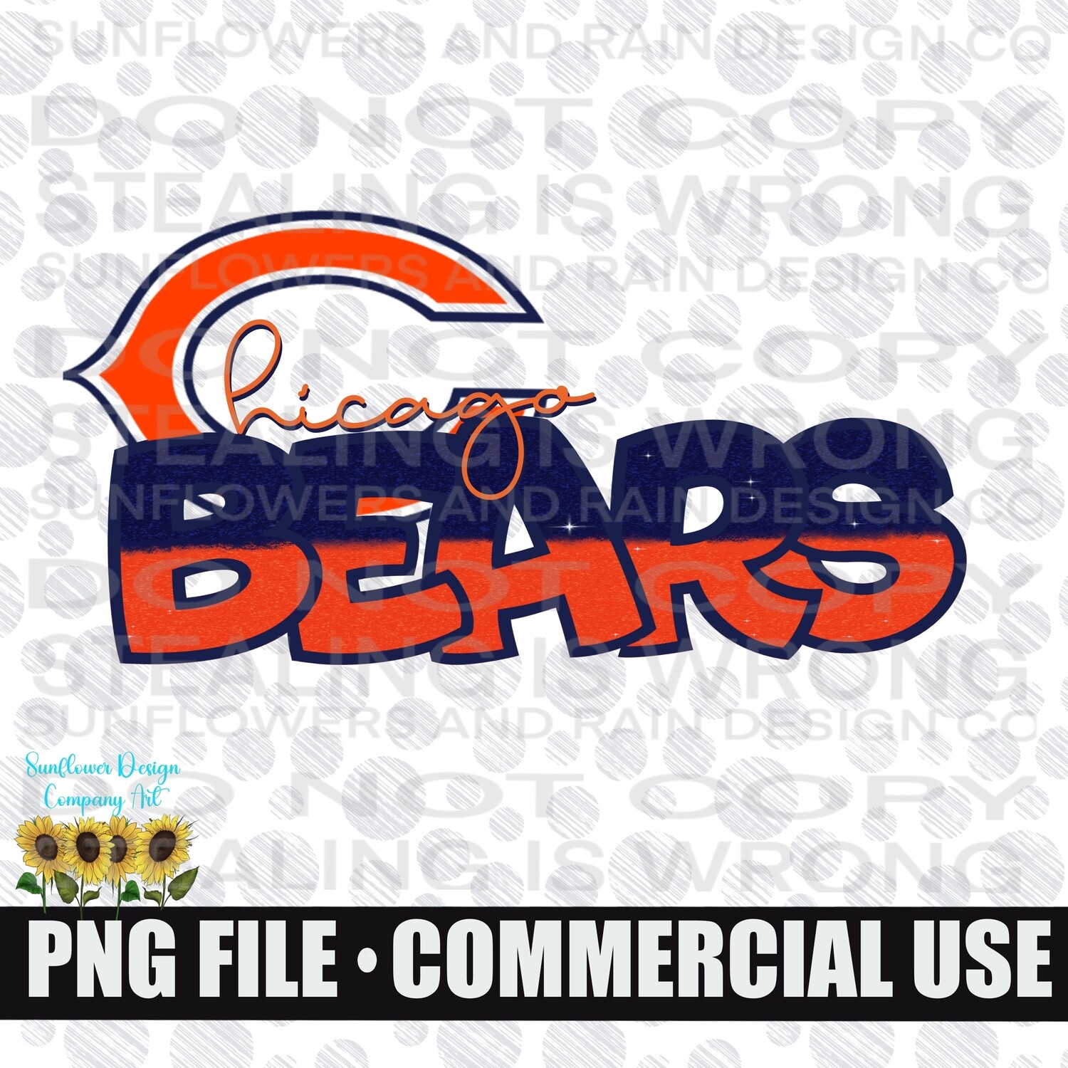 Chicago BearsFootball  PNG digital download, Sublimation design.