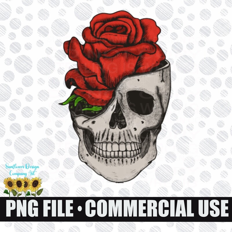 Rose skull png file for sublimation