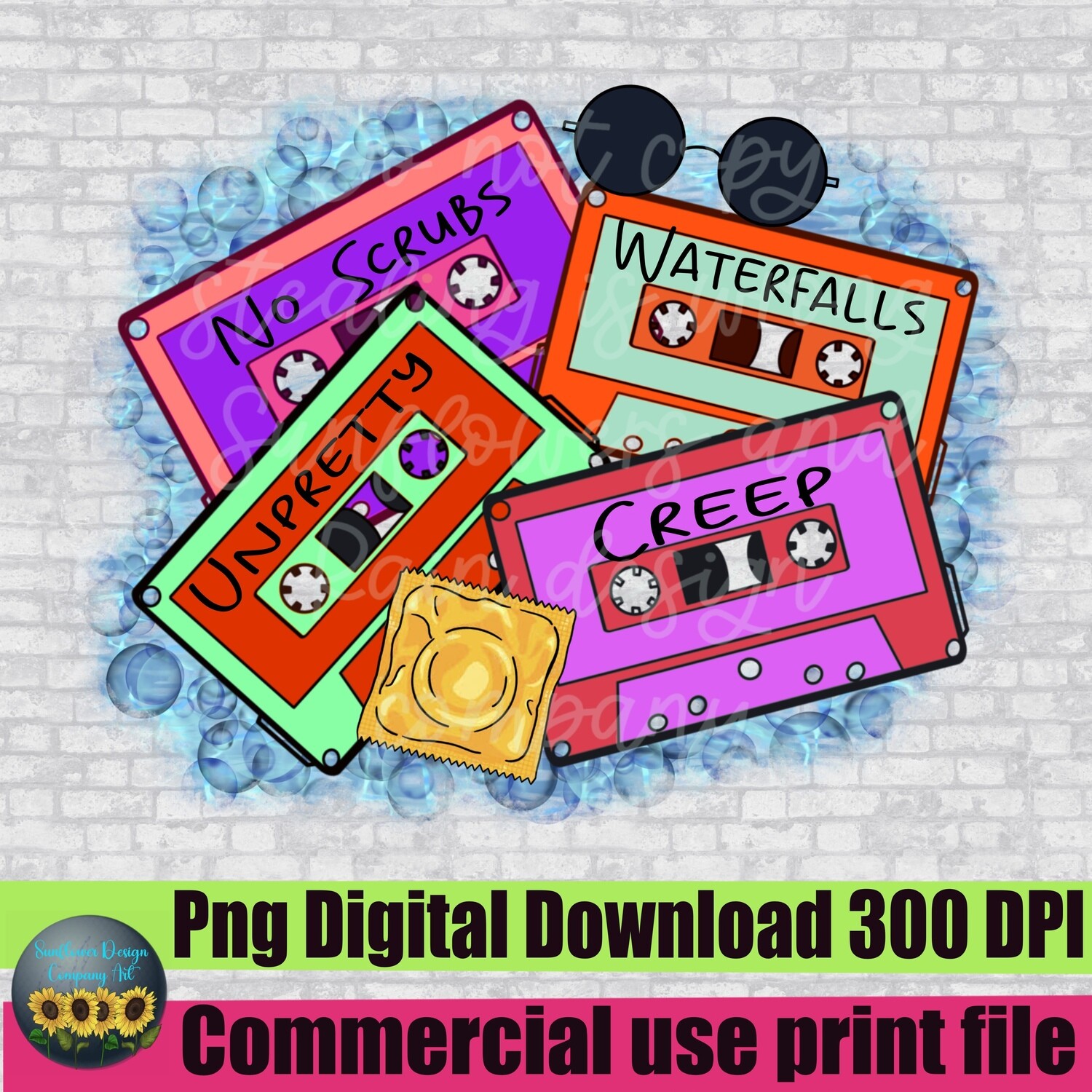 TLC 90s cassette tapes retro neon boy band design. Sublimation T-shirts digital download. Ready to print. Png file