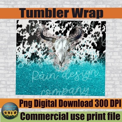 Country and western cow print,glitter , tumbler wrap for sublimation tumblers. 20 oz, 30 oz. Ready to print digital download