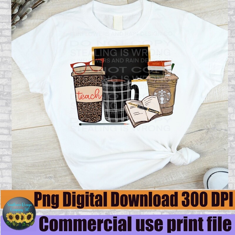 Coffee teacher design.  png design for sublimation shirts