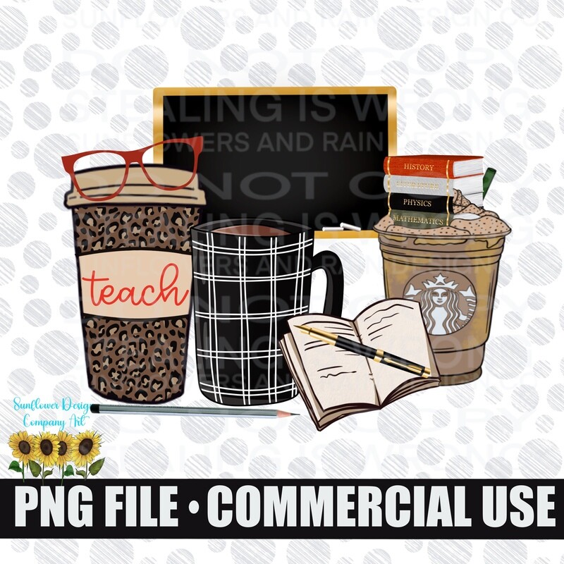 Coffee teacher design.  png design for sublimation shirts