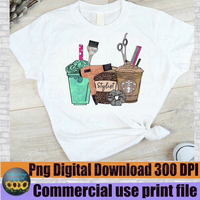 Coffee hair stylist   design.  png design for sublimation shirts