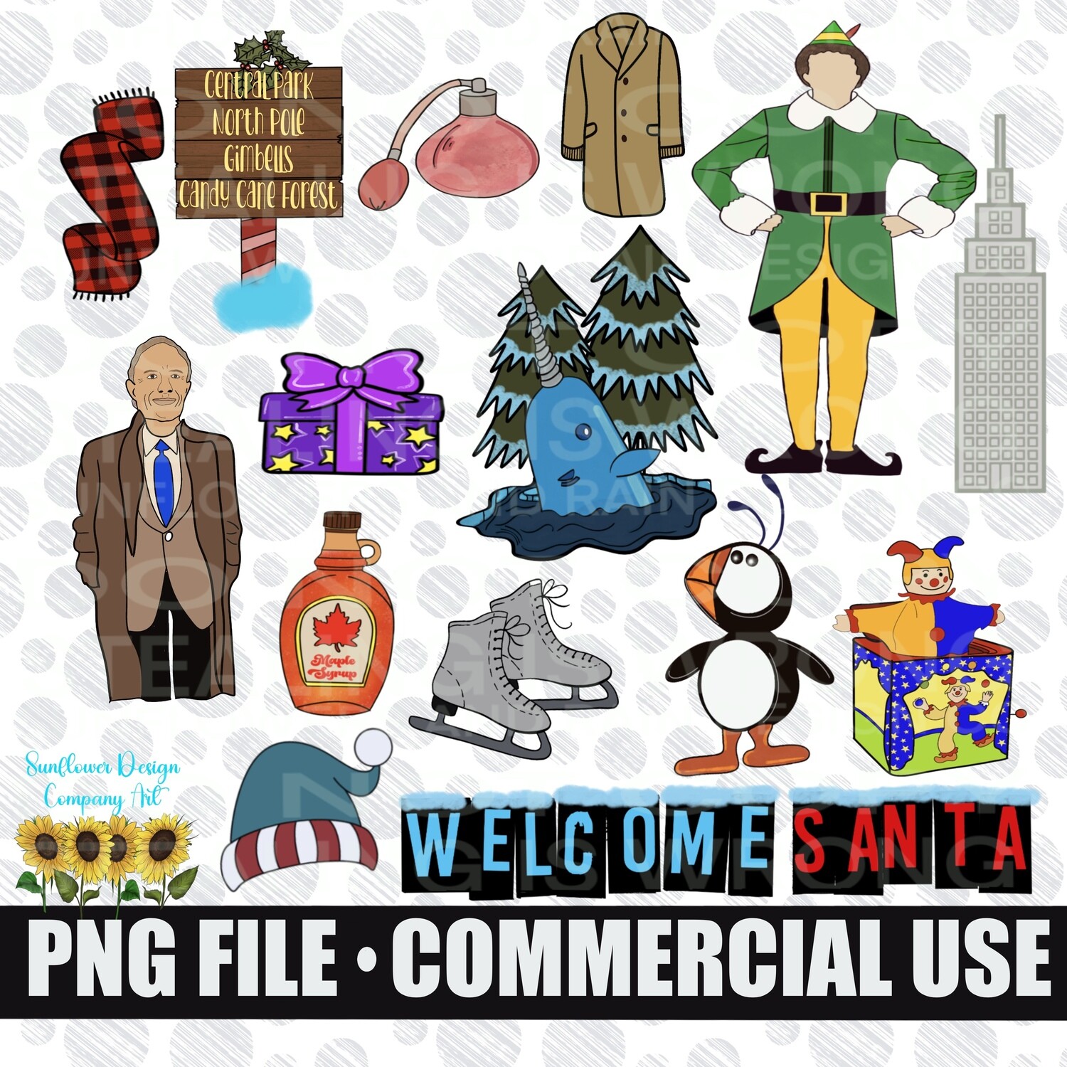 Buddy the elf clipart bundle. 15 elements included