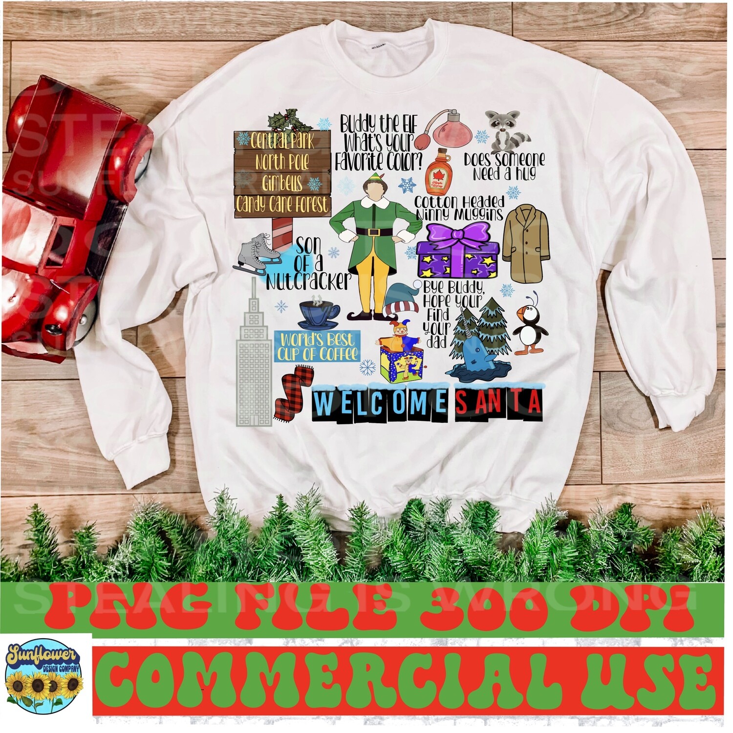 Buddy the elf png file for sublimation.