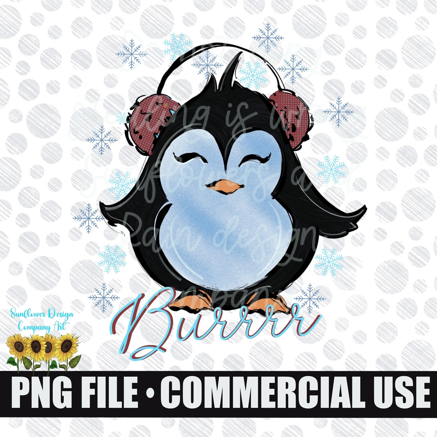 Penguin Burrrrr png file for sublimation.