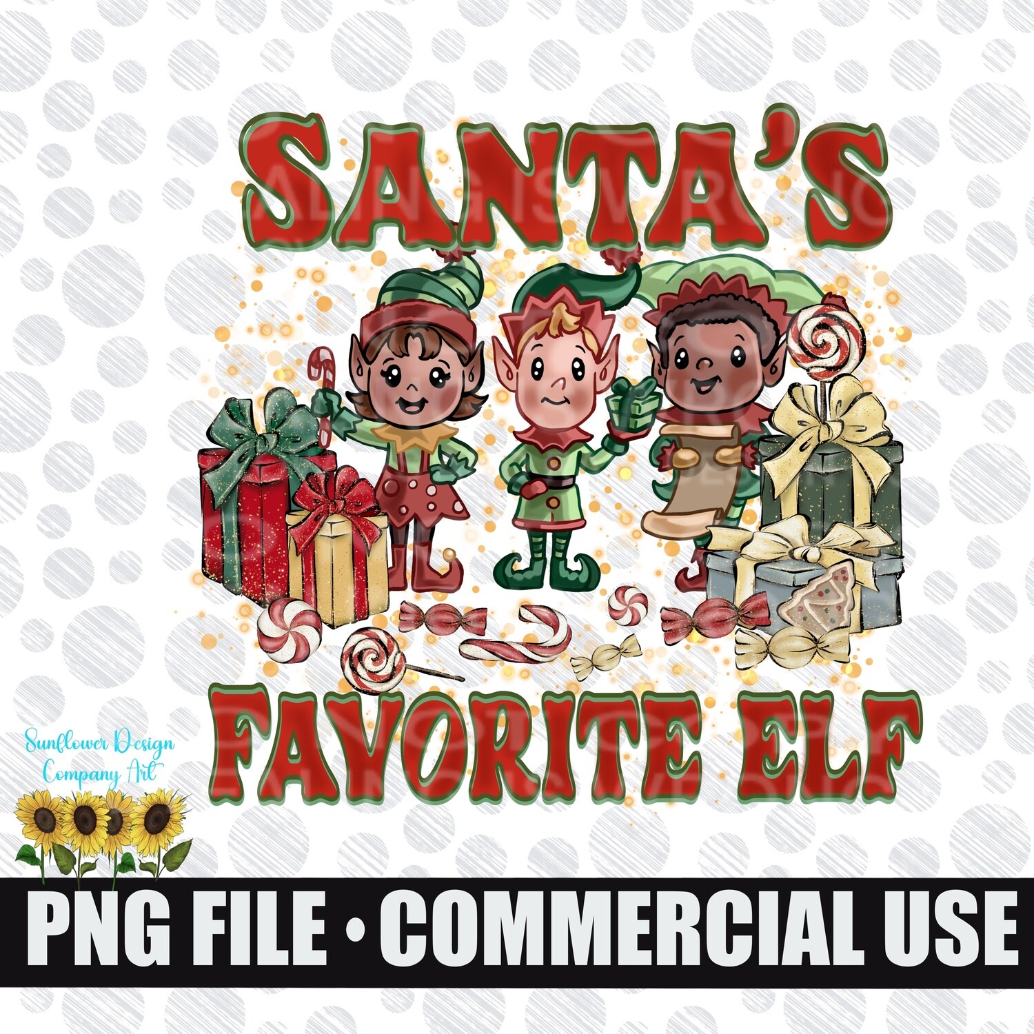 Santas favorite elf Christmas png file.