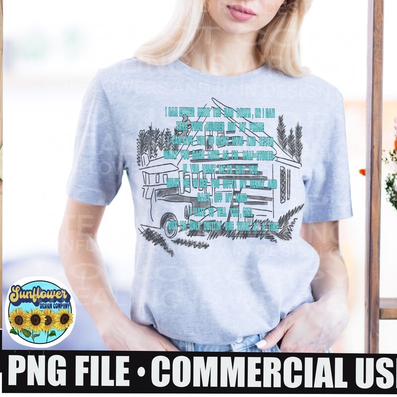 One thing at a time. Country music png file for sublimation T-shirts