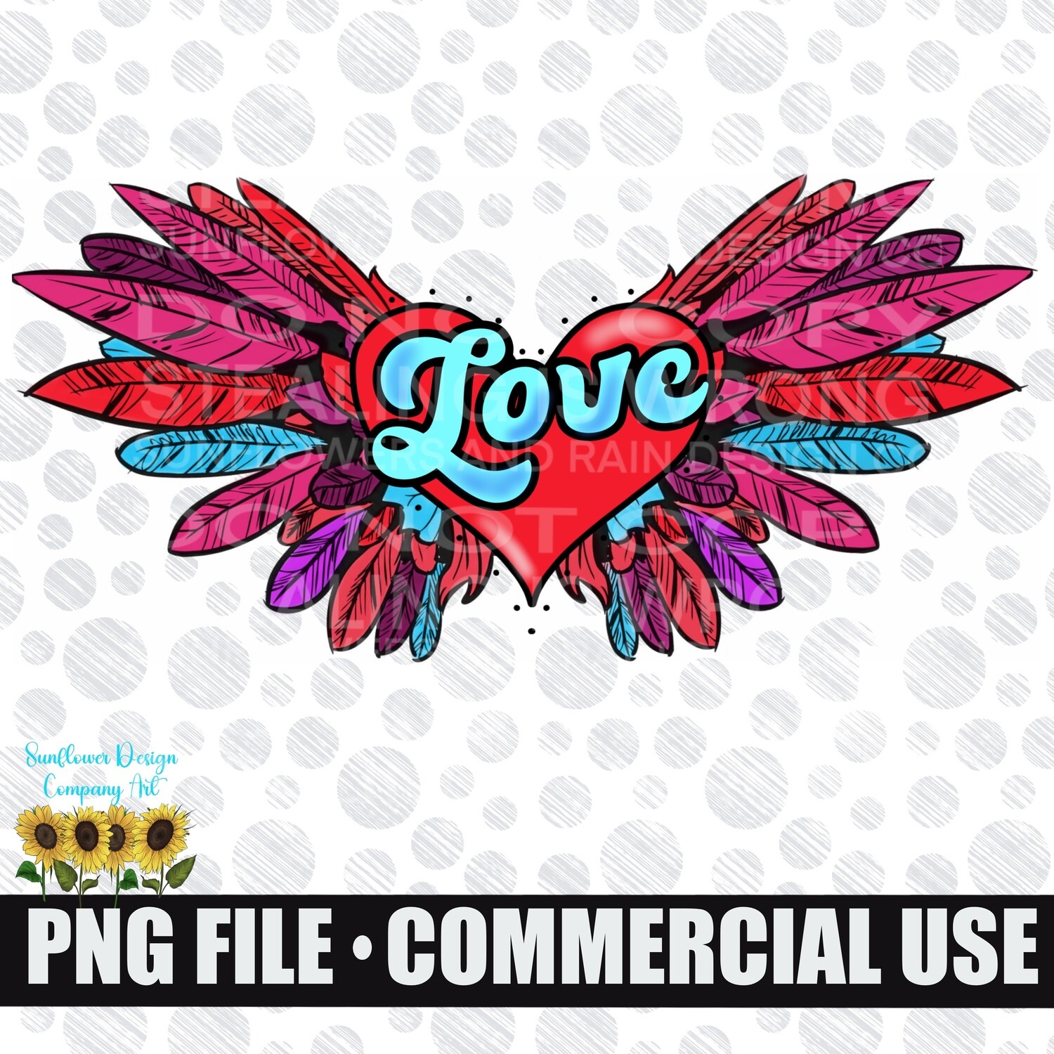 Love heart and wings  png file