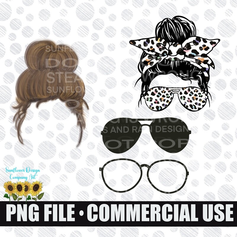 Messy Bun  clipart  bundle for digital designs and sublimation designs