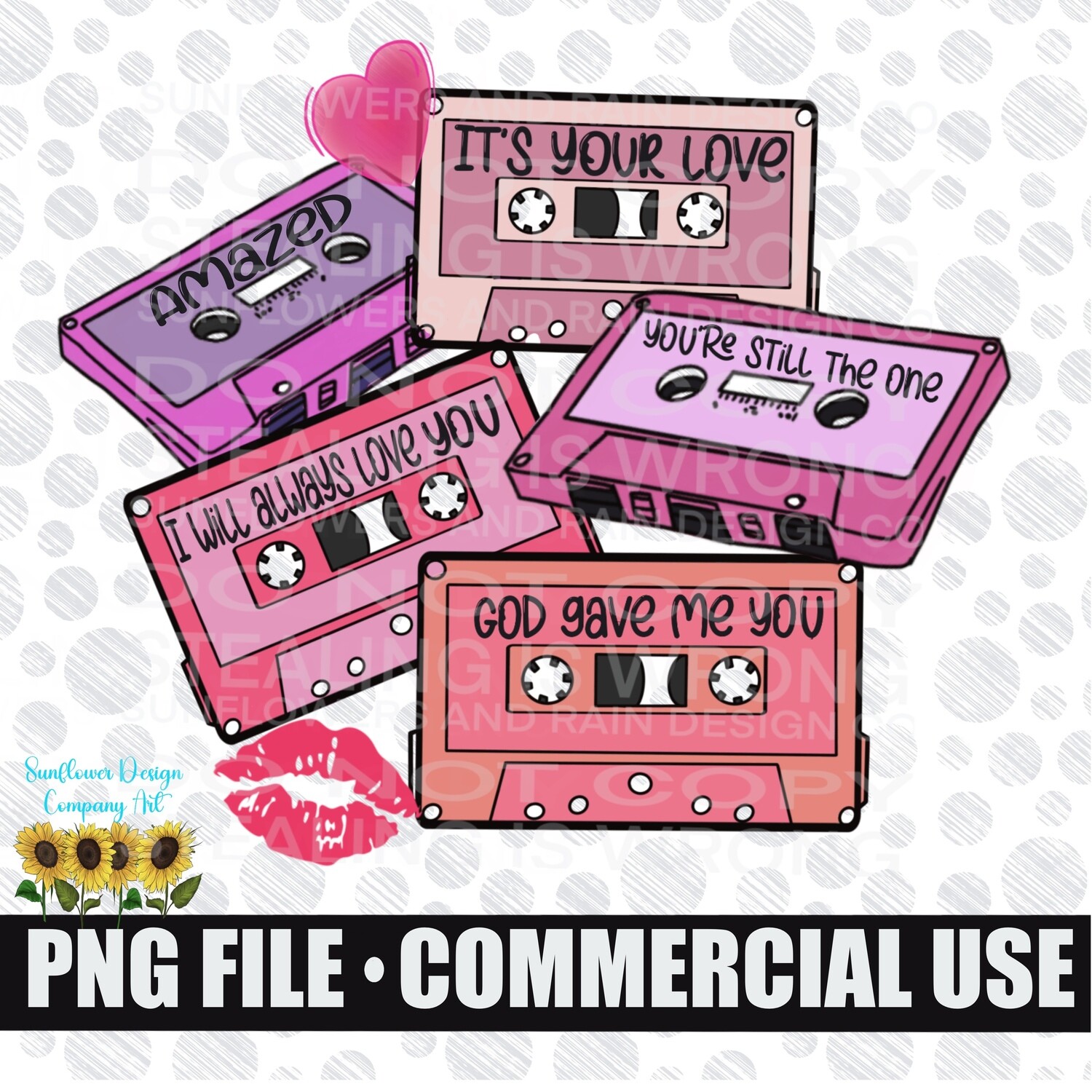 Classic Country cassette tapes. valentines Day png file