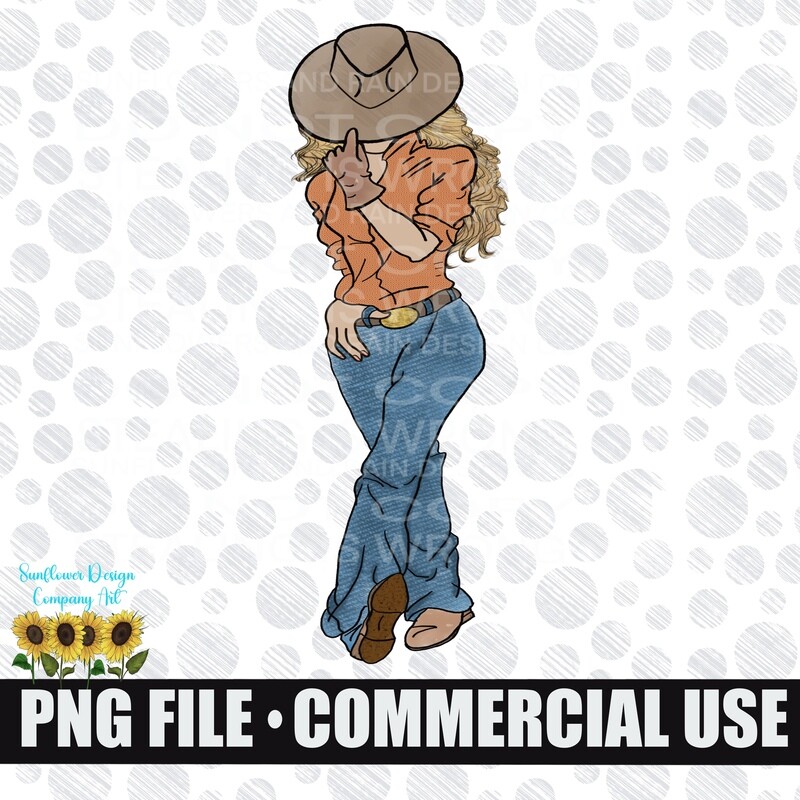 Hand drawn Cowgirl clipart png files