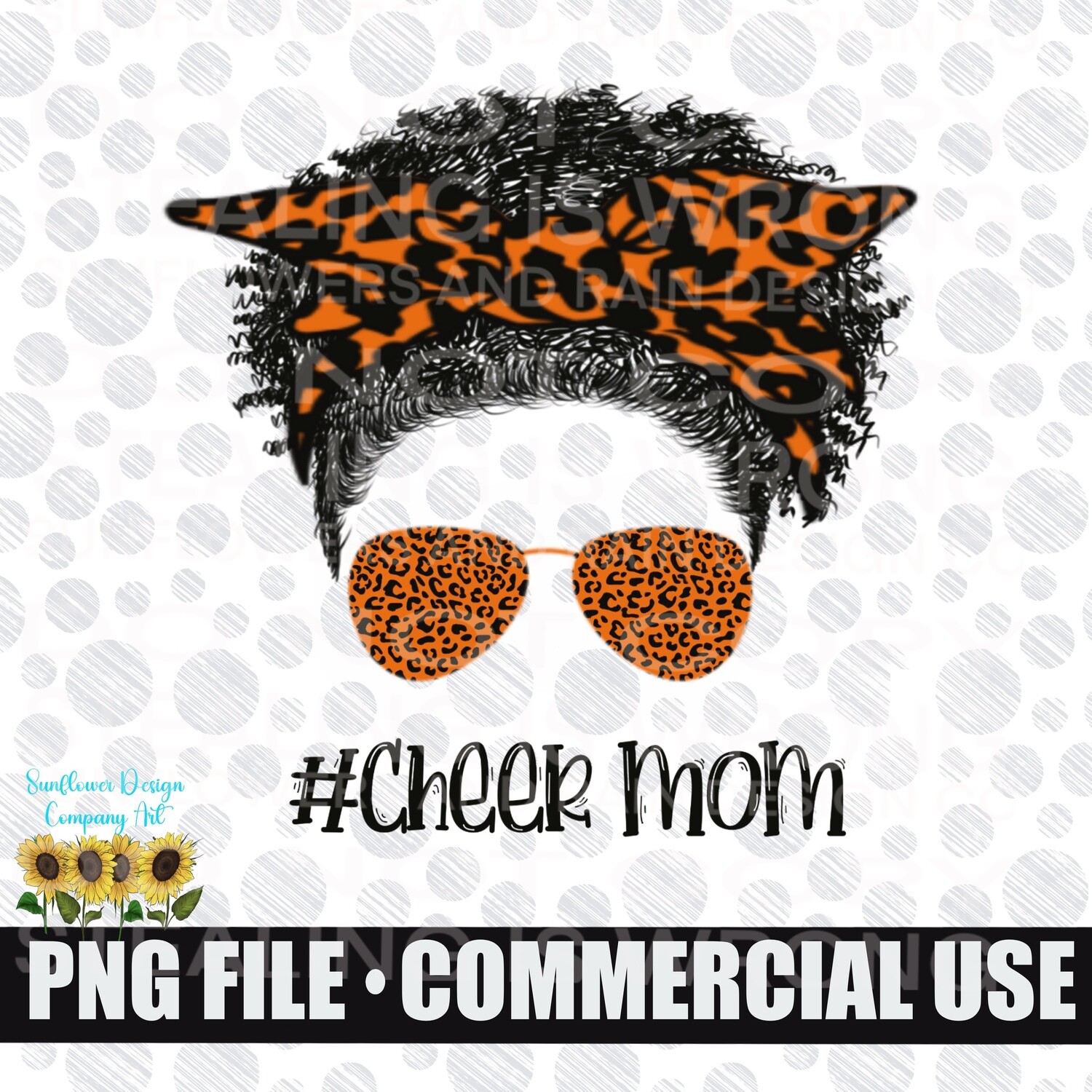 Cheer mom png file. Orange cheer design. Sublimation design download