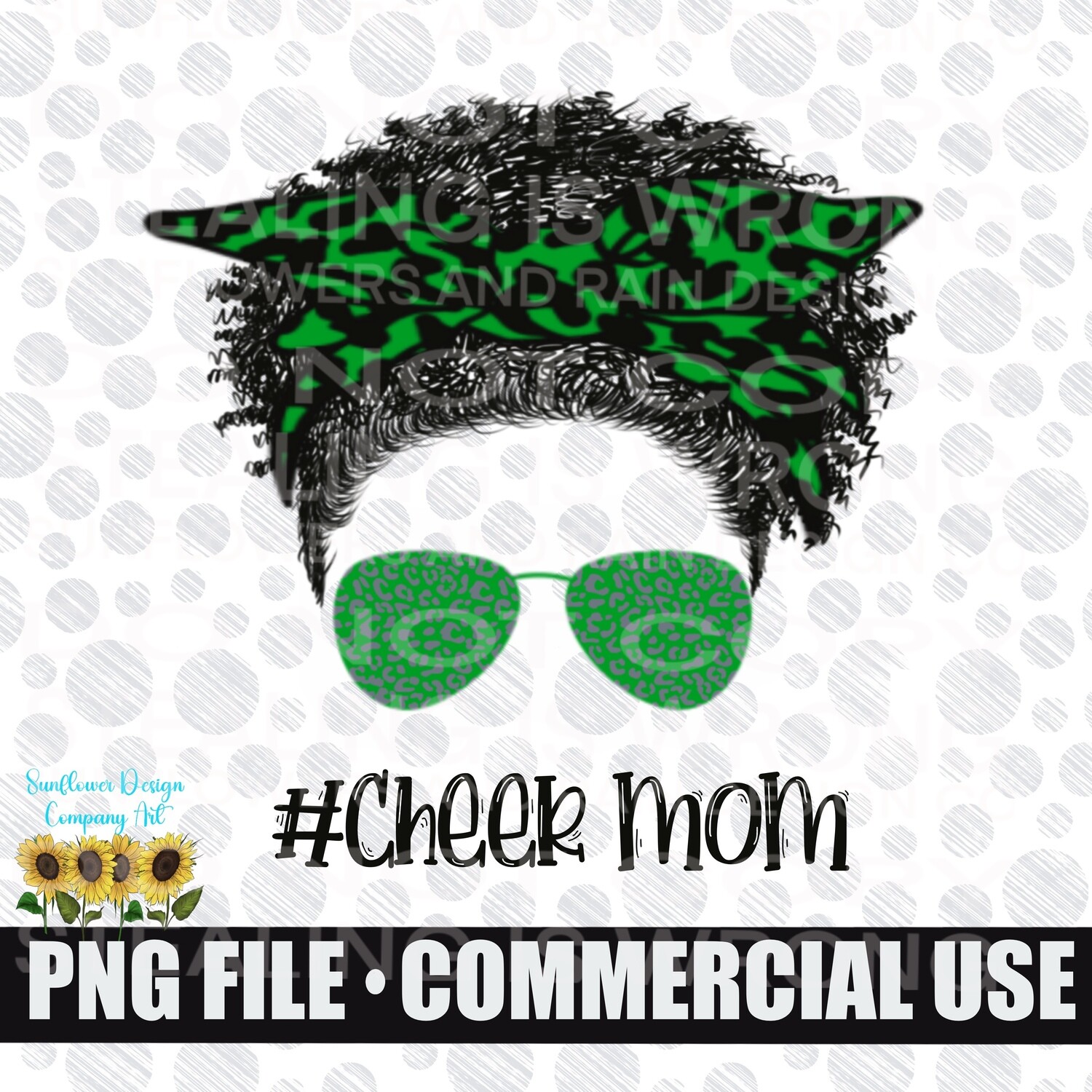 Cheer mom png file. Green cheer design. Sublimation design download