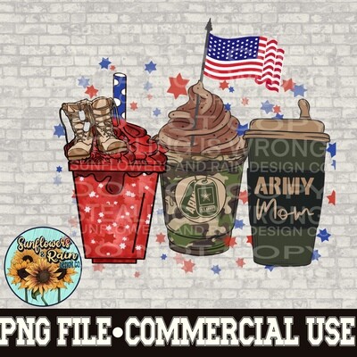 Coffee Army mom png file for sublimation T-shirts. Digital download. Support our troops. Patriotic sublimation designs. American flag png