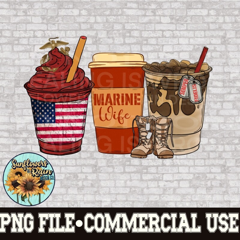 Coffee Marine wife png file for sublimation shirts