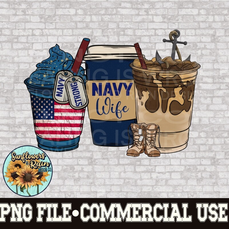 Coffee Navy wife png file for sublimation shirts