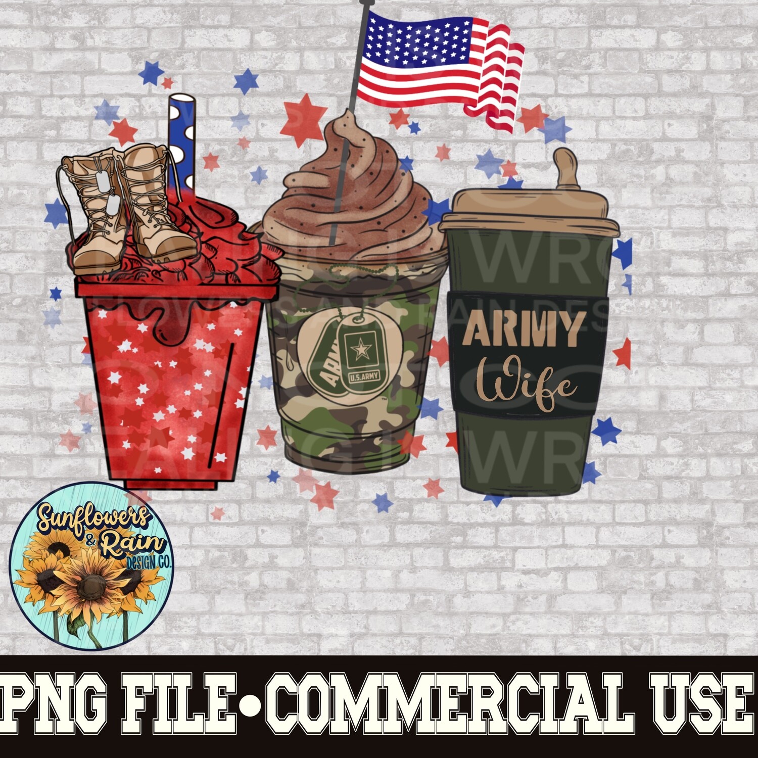 Coffee Army wife  png file for sublimation T-shirts. Digital download. Support our troops. Patriotic sublimation designs. American flag png