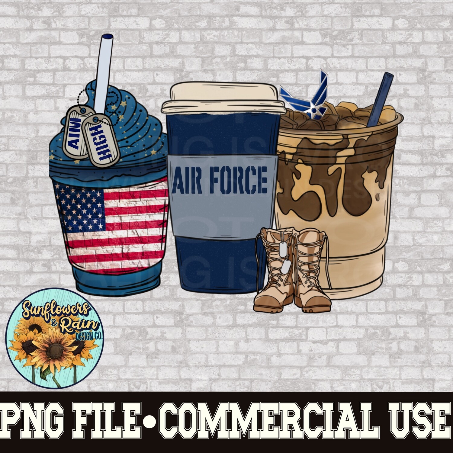 Coffee Air Force png file for sublimation shirts