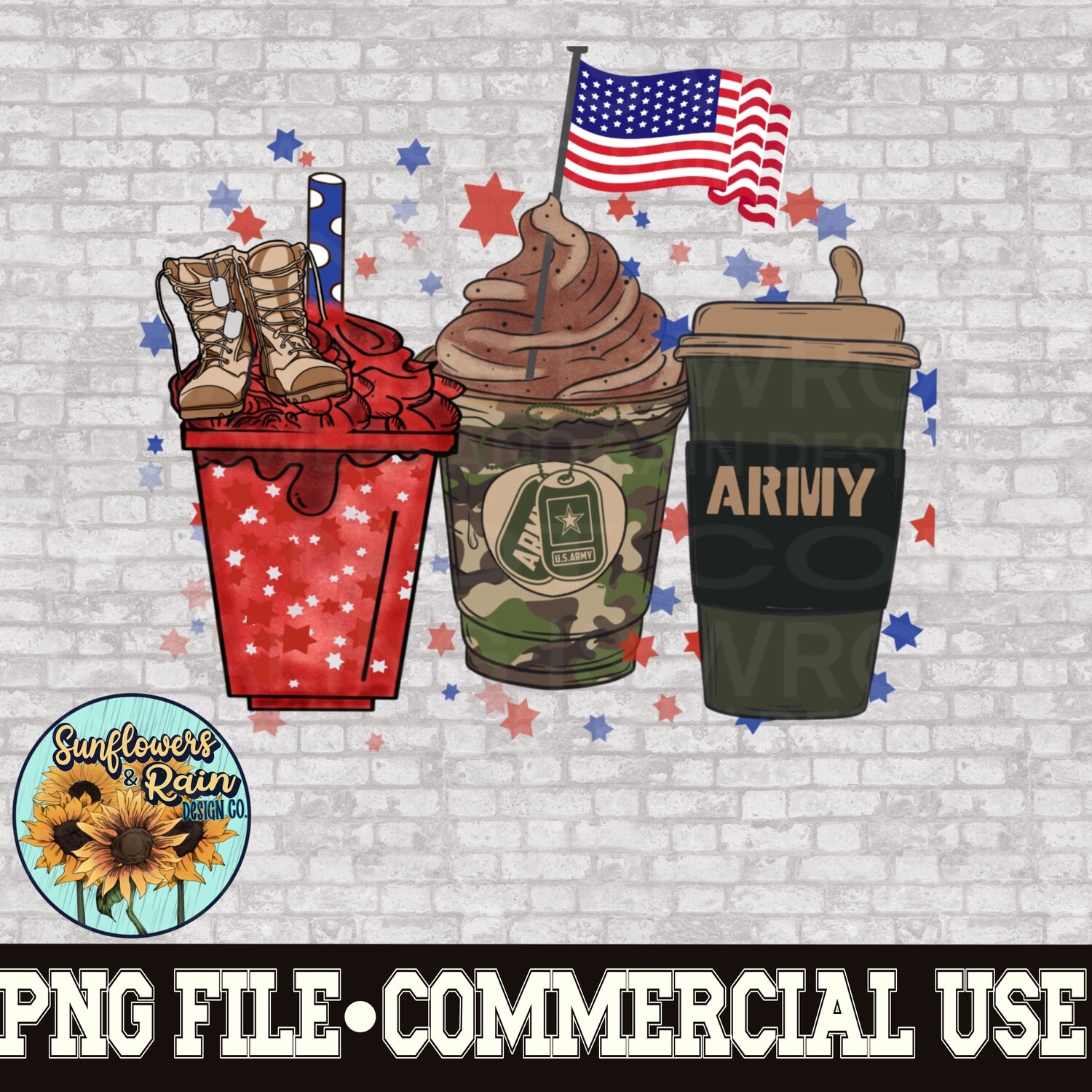 Coffee Army  png file for sublimation T-shirts. Digital download. Support our troops. Patriotic sublimation designs. American flag png