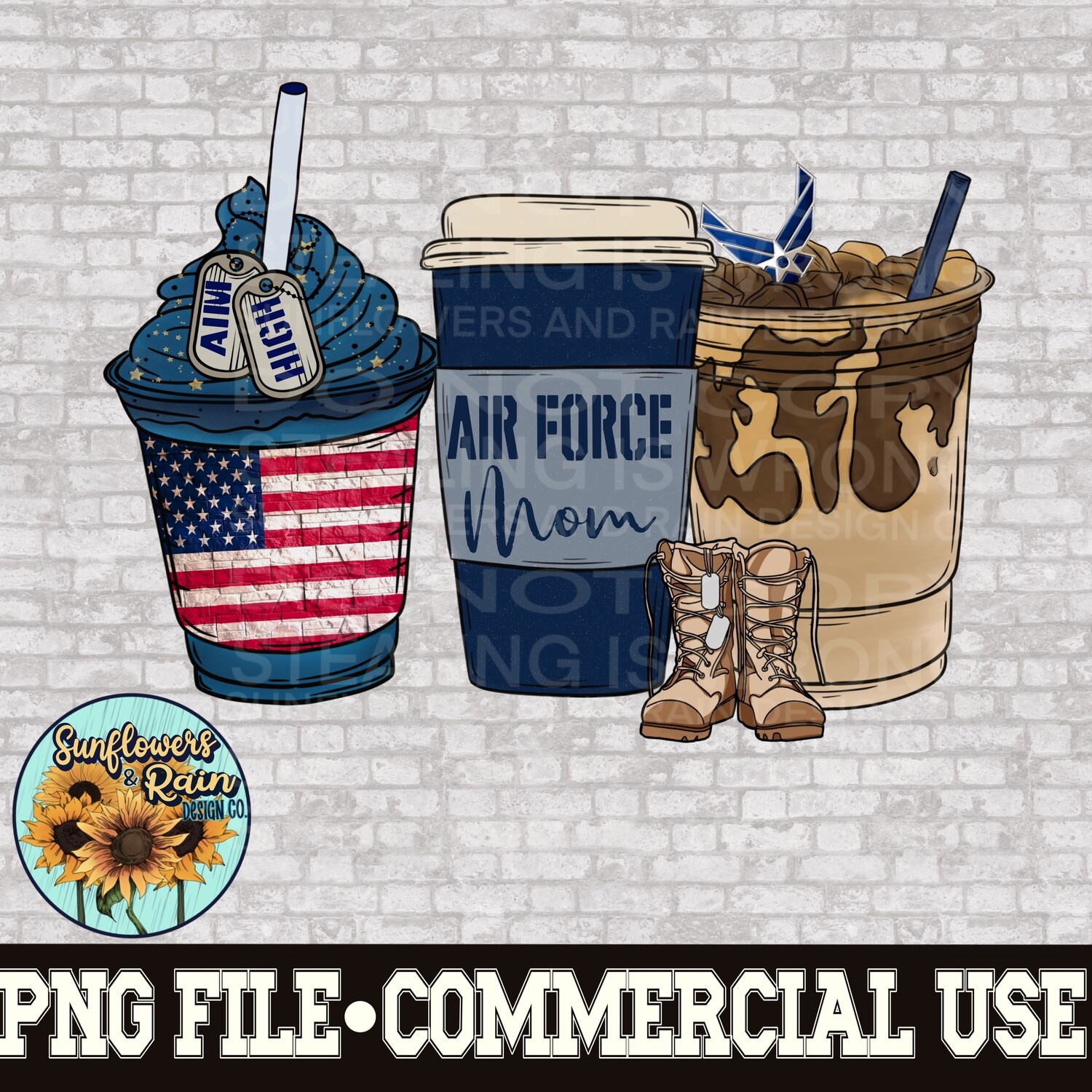 Coffee Air Force mom  png file for sublimation shirts