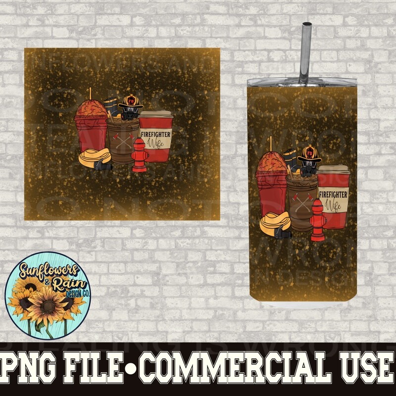 Firefighter  wife tumbler wrap for sublimation tumblers. 20 Ready to print digital download