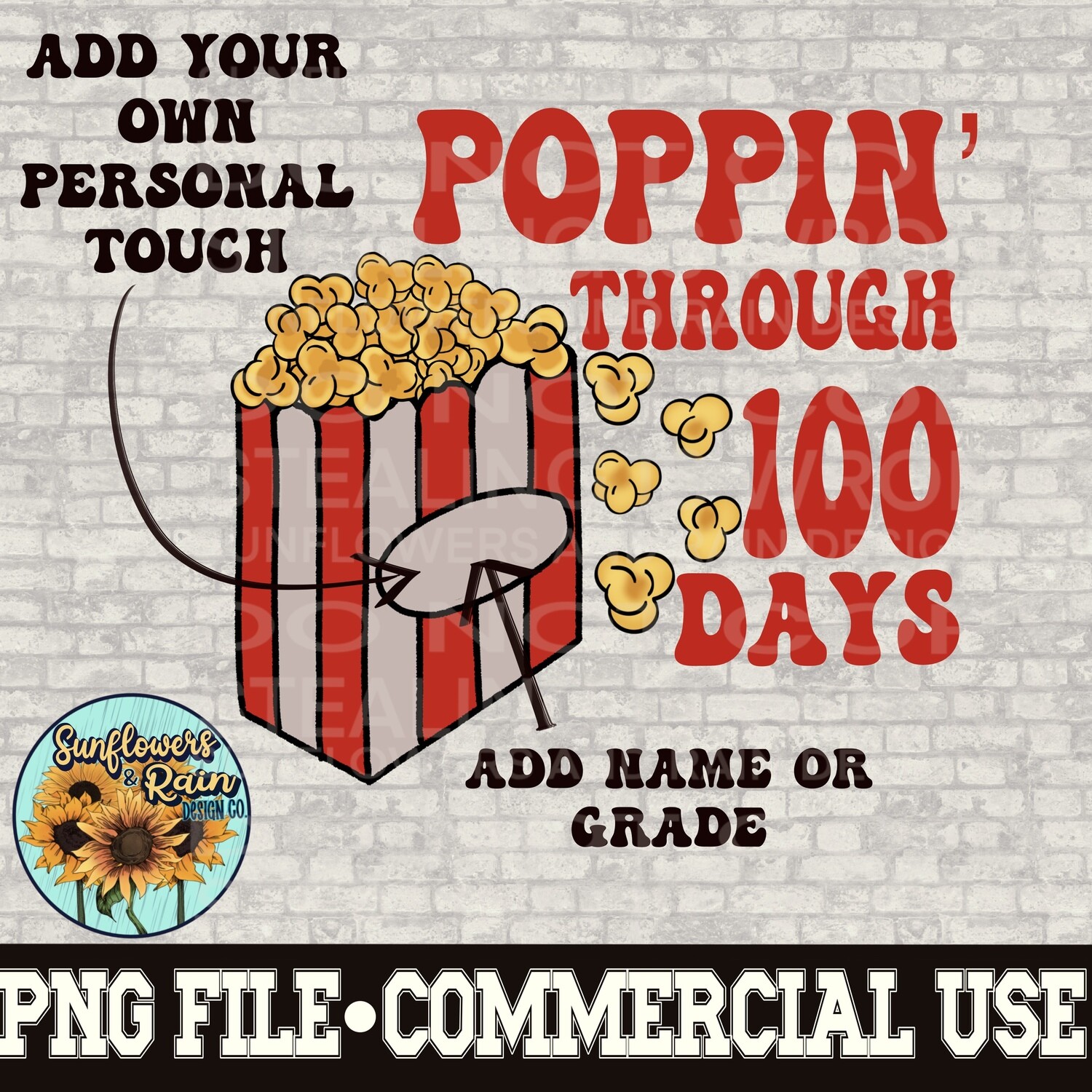 Poppin’ 100 png file.( 100 days of school)