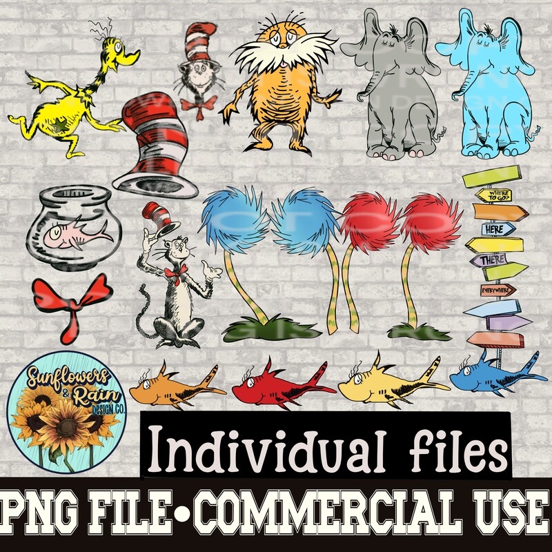 Large Dr. SUESS clipart bundle png files.