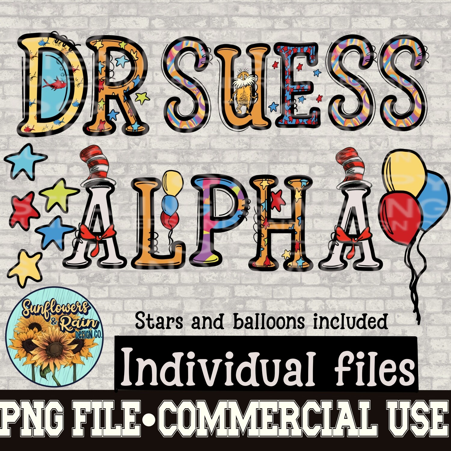 Dr. SUESS Alphabet and  clipart bundle png files. Individual files