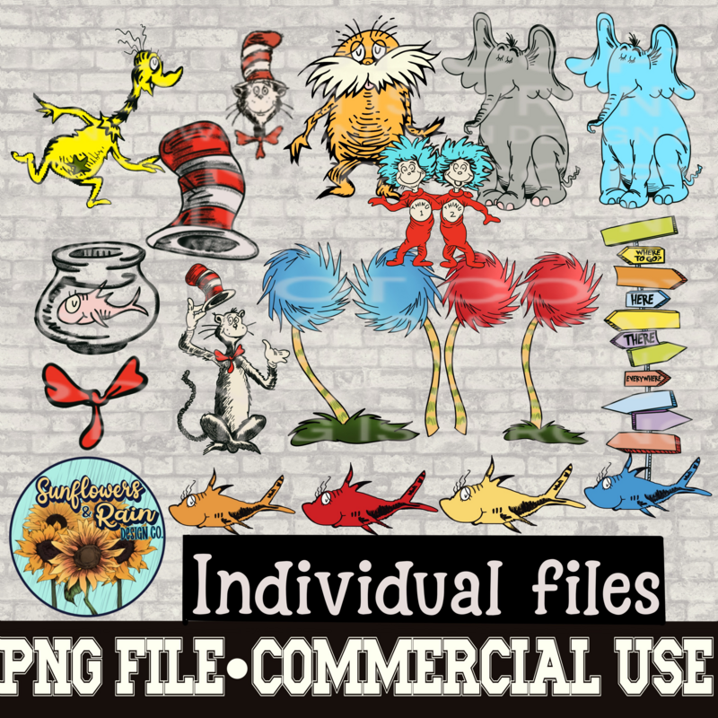 Huge Dr. SUESS  Bundle Alphabet, clipart, digital paper bundle png files. Individual files
