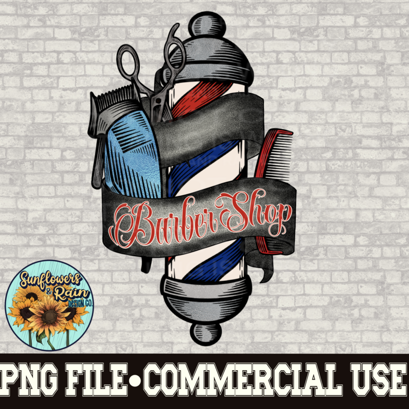 Barber Shop design.  png design for sublimation shirts