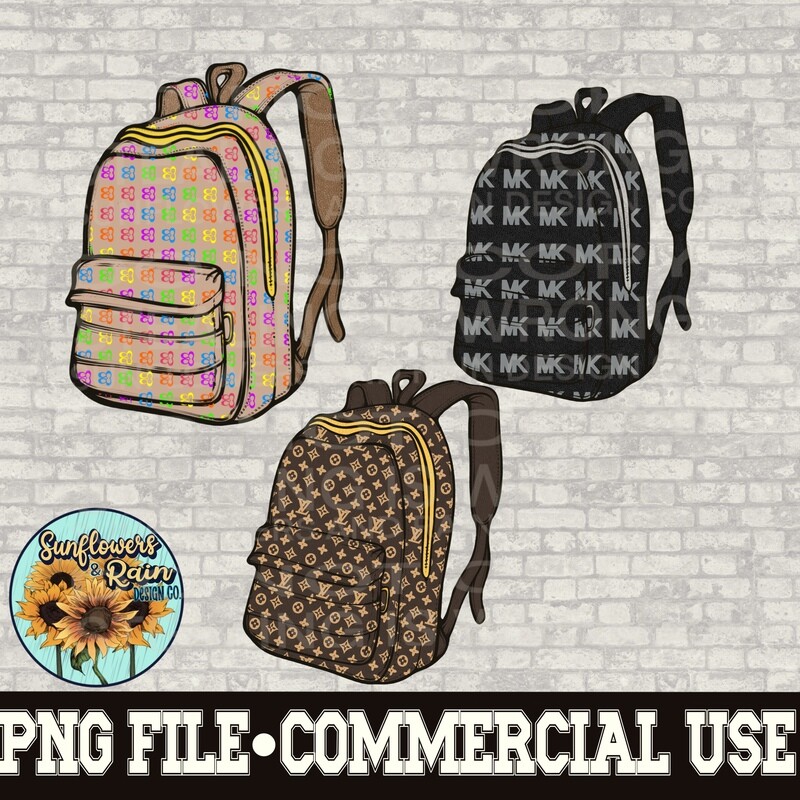 Designer backpack clipart Individual png files