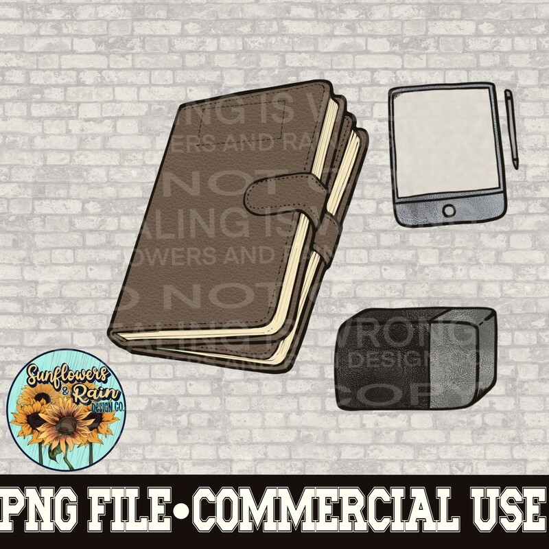 School / work clipart Individual png files. iPad, flash drive, planner, backpack
