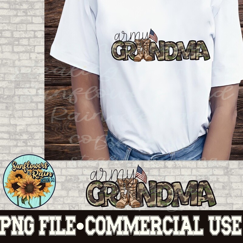 Army Grandma png file for sublimation shirts