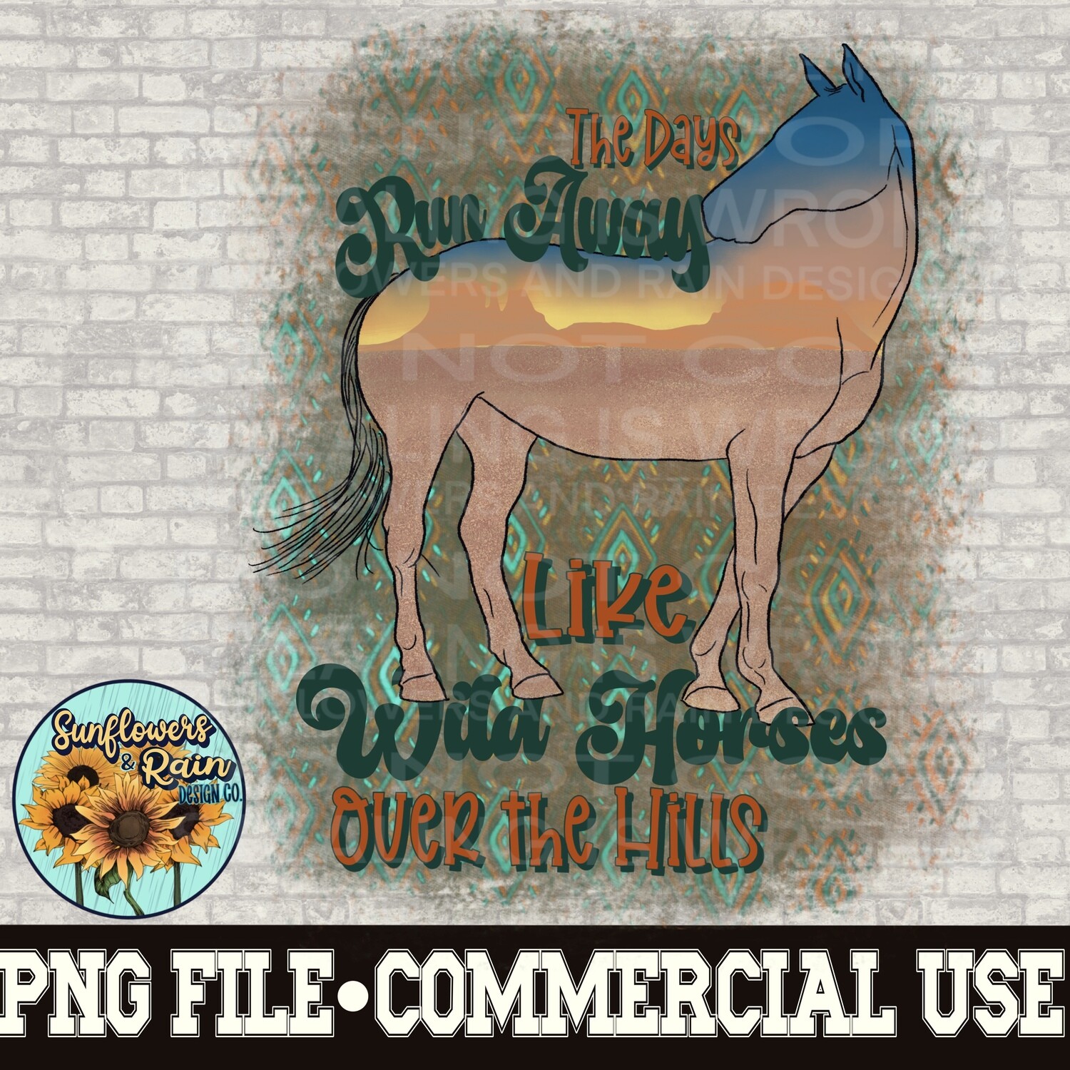 Wild horses png file for sublimation T-shirts. Digital download. Instant download. Sublimation design